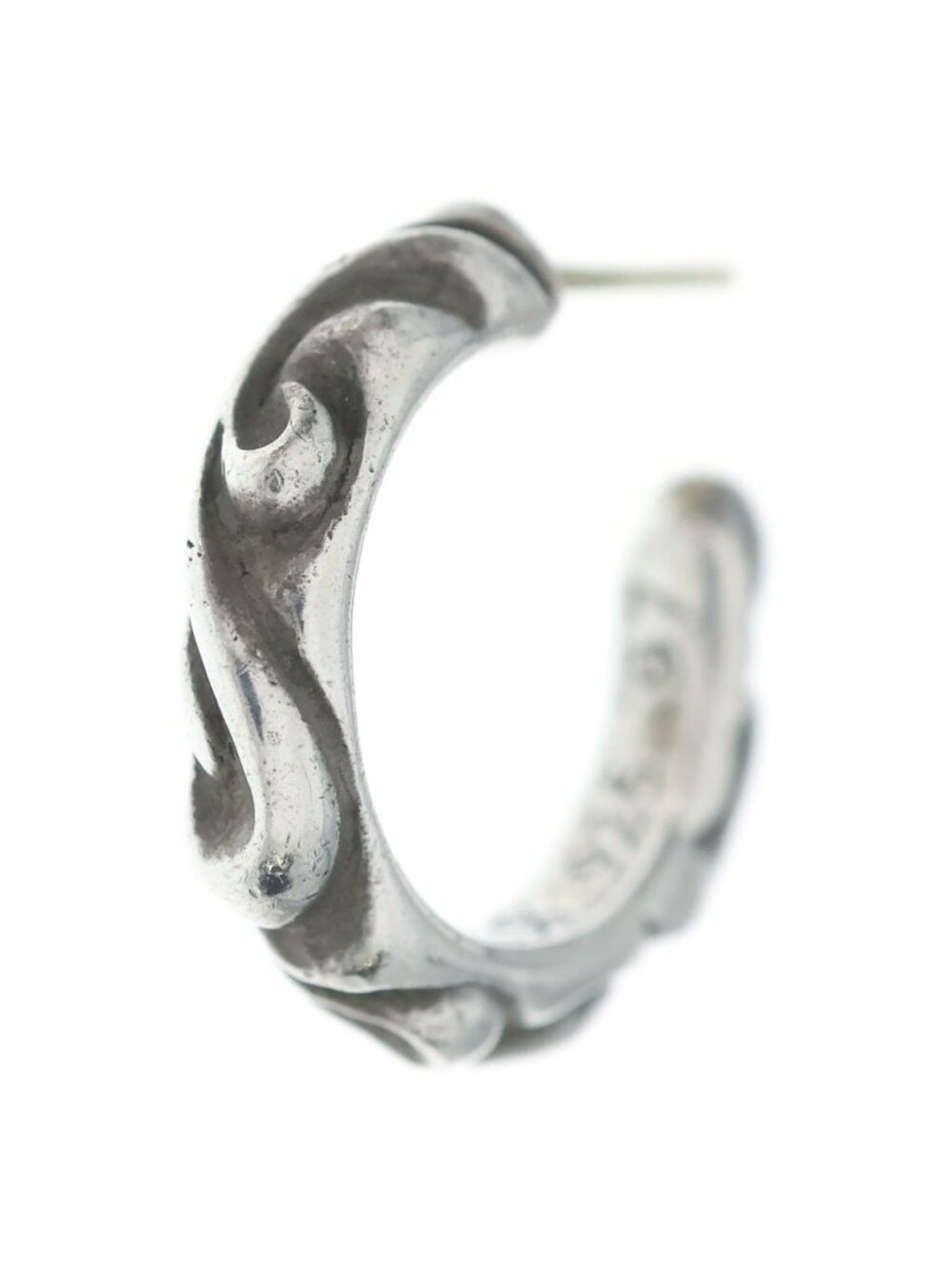 Chrome Hearts Hoop Scrool Scroll Earrings Silver